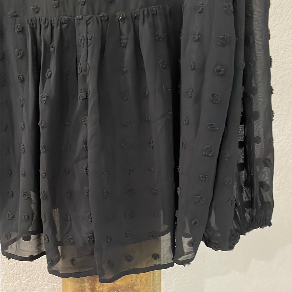 Entro Black Sheer Flutter Sleeve Blouse Gorgeous Top! SZ:L like new - Picture 10 of 14